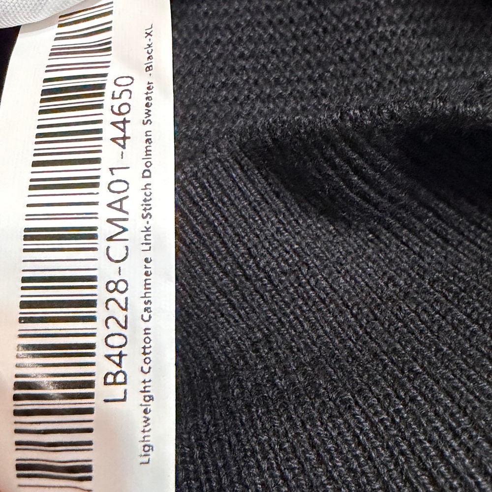 Quince Black Cotton Cashmere Link-Stitch Dolman Sweater XL Short Sleeve Scoop - Picture 8 of 9